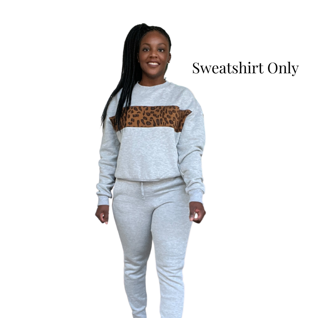 Leopard Print Sweatshirt Gray