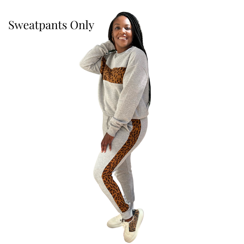 Leopard Print Sweatpants Gray