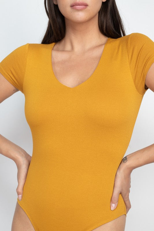 V-Neck Bodysuit - Mustard