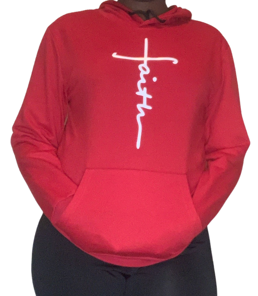 Faith Long Sleeve Red Hoodie