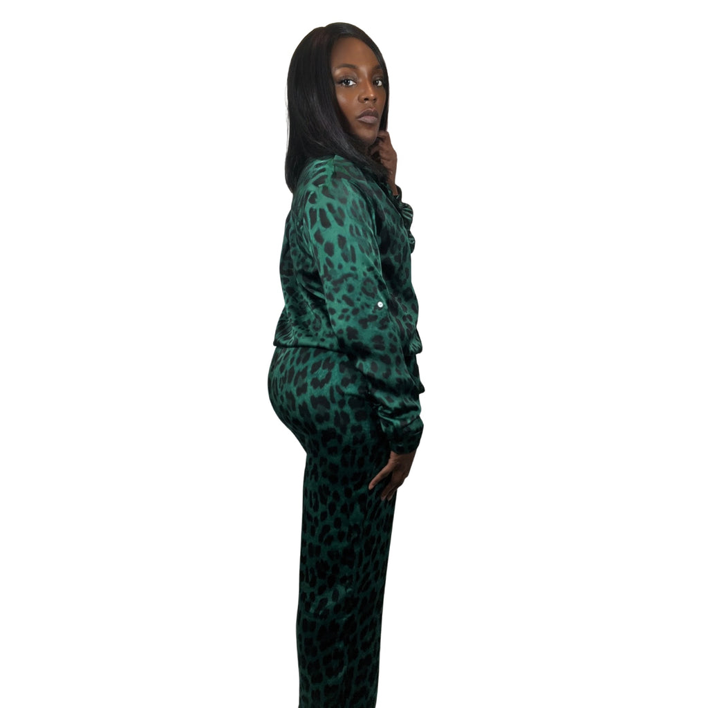 Green leopard print online pyjamas