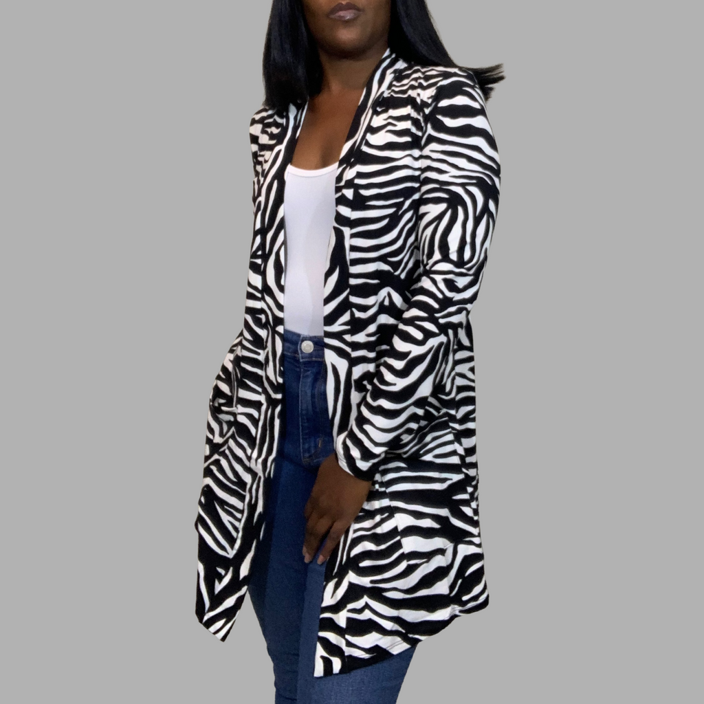 Zebra Print Cardigan | Ivory